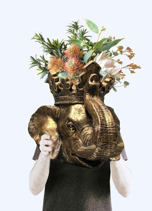 Bloempot Olifant - Bloempotten voor Binnen en Buiten - Plantenbak - Goud - Brons - 43 cm breed